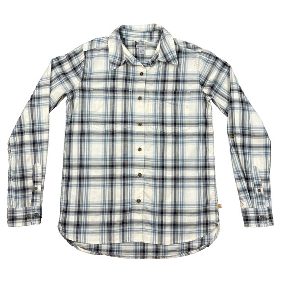Carhartt Women’s Blue Plaid Button Up Shirt Size XS Double Pen Holder Pocket - Picture 1 of 10